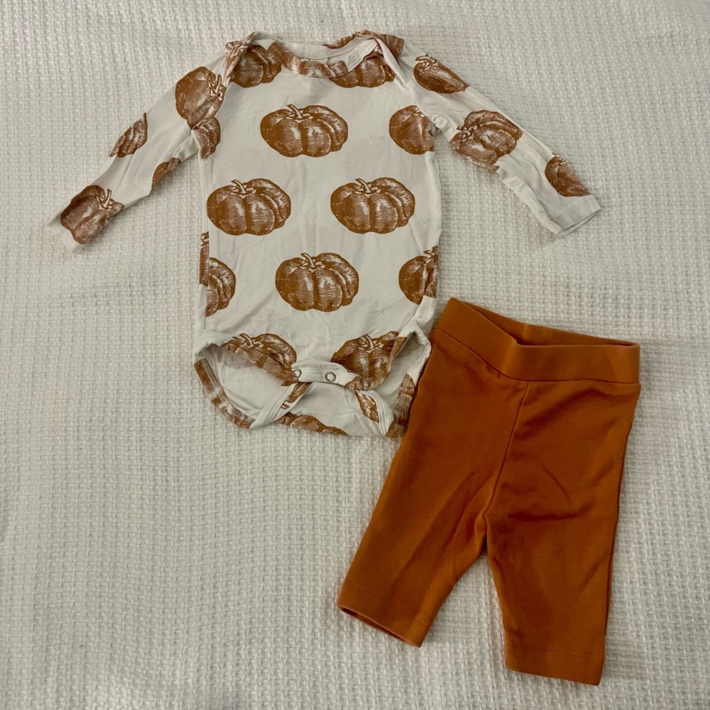 Kate Quinn Pumpkin Onesie and Pant Set
